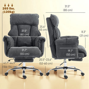 Desk Chair, Computer Office Chair with Footrest, Adjustable Backrest and Headrest, Dark Grey
