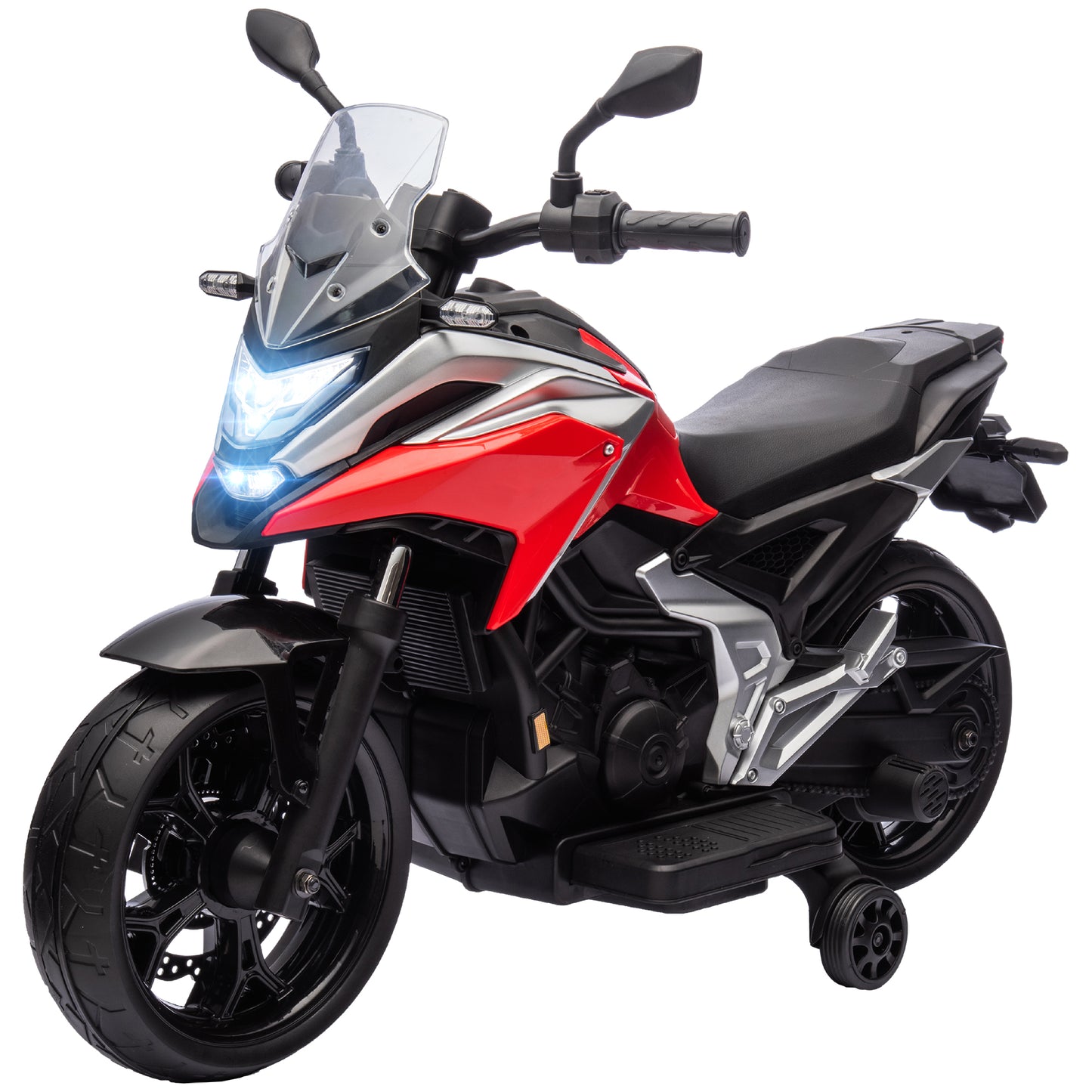Moto 12 V pour enfants Honda, homologuée, avec phares et roues d'entraînement musicales, pour 3 à 6 ans, rouge