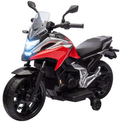 Moto 12 V pour enfants Honda, homologuée, avec phares et roues d'entraînement musicales, pour 3 à 6 ans, rouge