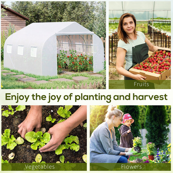 Portable garden tunnel greenhouse - White