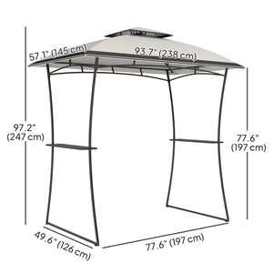 Outsunny 8' x 5' Outdoor Grill Gazebo, Double Tiered Barbecue Grill Gazebo Shelter with 2 Side Shelves and Hook, Light Gray |