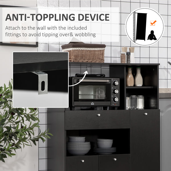 Armoire de cuisine avec support pour four à micro-onde, noir