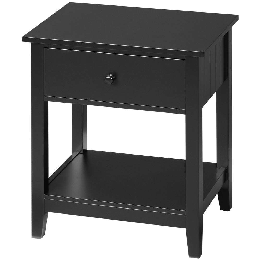 Petite table d'appoint avec tiroir et étagère de rangement, noire
