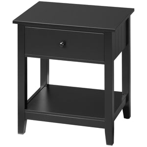 Petite table d'appoint avec tiroir et étagère de rangement, noire