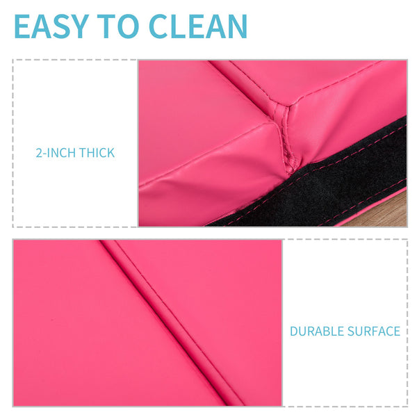 Tapis de gymnastique pliable 4'x10'x2'' avec poignées de transport, rose