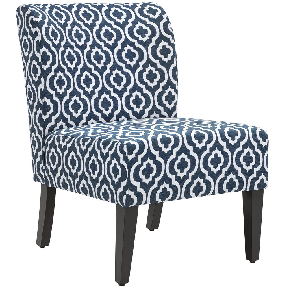 Fauteuil d'appoint sans accoudoirs avec pieds en bois, bleu