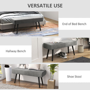 Banc de chambre rembourré avec pieds en acier, gris
