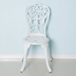 Ensemble de bistrot d'extérieur style antique 3 pièces, table et chaises de patio avec trou pour parasol, blanc