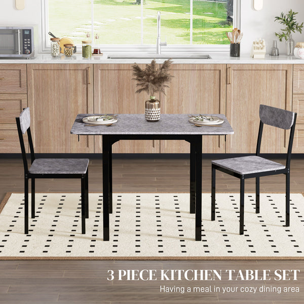 Ensemble pliantes table et chaises pour 2 personnes, gris