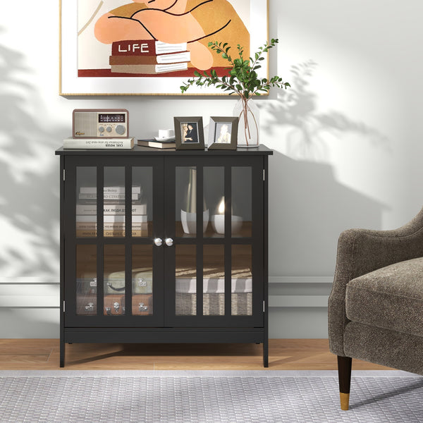 Buffet de cuisine à 2 portes, meuble de rangement moderne, noir