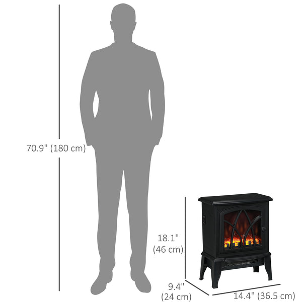 Poêle-cheminée électrique noire de 750 W/1 500 W