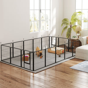 Parc pour chien, 16 panneaux avec sangles, portable et à monter soi-même, pour petits chiens, pour cour, camping-car, jardin, hauteur 61 cm