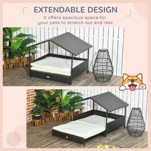 Extendable outdoor wicker niche with soft cushion and washable cover