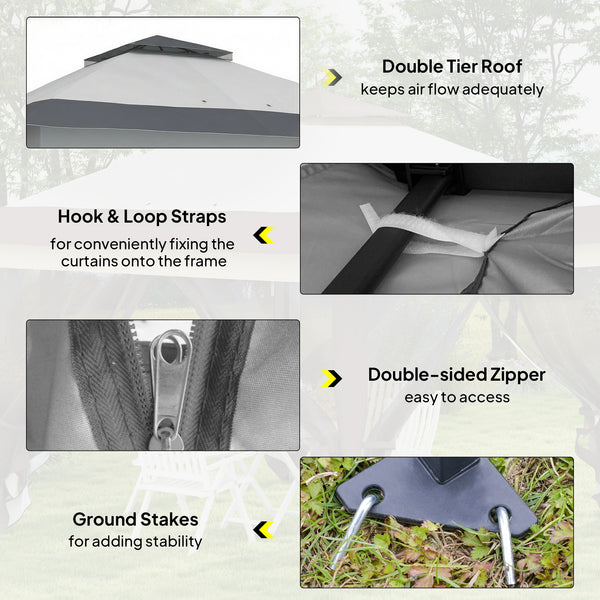 12' x 12' Folding Tent, Instant Shelter with Steel Frame, Dark Grey