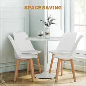 Ensemble table à manger ronde pour 4 personnes pour petits espaces, appartement, blanc
