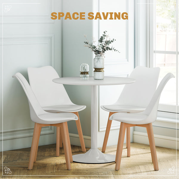 Ensemble table à manger ronde pour 4 personnes pour petits espaces, appartement, blanc