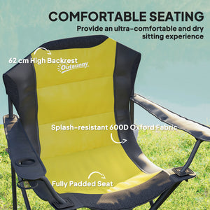 Lot de 2 chaises de camping pliantes à dossier haut avec porte-gobelet