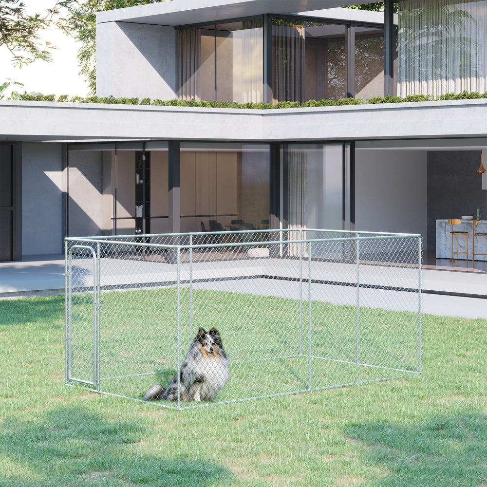Dog park with galvanized steel frame
