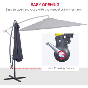 Parasol de terrasse Deluxe 3 m (10 pi) déporté avec manivelle et base en croix, noir
