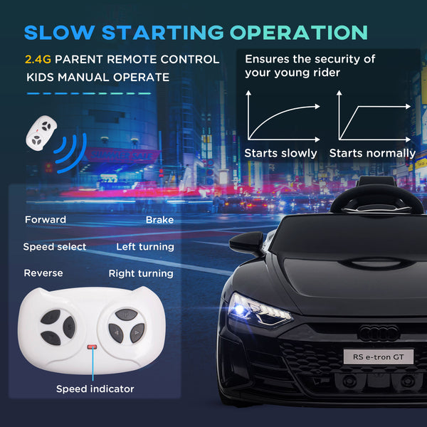 Voiture électrique pour enfants, 12 V, 5 km/h, avec suspension, klaxon, noire