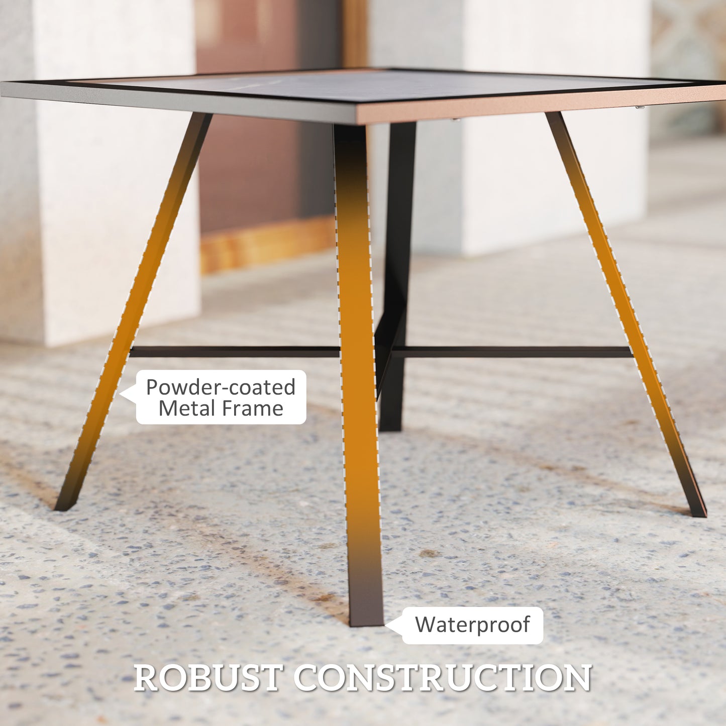 Small Patio Side Table with SPC Top for Garden, Patio, Lawn, Grey