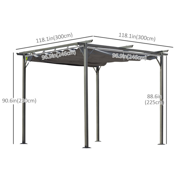 Pergola rétractable 10 x 10, grise