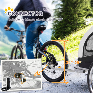 Remorque vélo pour chien 2-en-1 avec suspension et poches de rangement, blanche