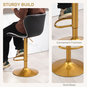 Set of 2 bar stools with PU leather upholstery, black