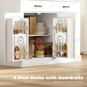 7-gallon (26.5-liter) tilt-out trash can cabinet with charging station, 2 drawers, 4 door shelves, white