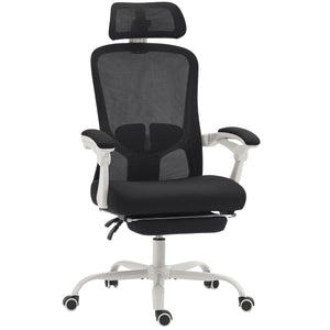 Ergonomic reclining mesh office chair with adjustable lumbar support and headrest, black