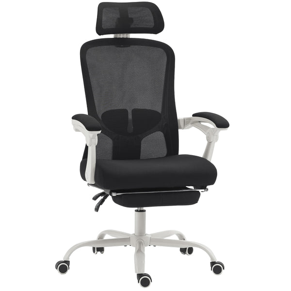 Ergonomic reclining mesh office chair with adjustable lumbar support and headrest, black