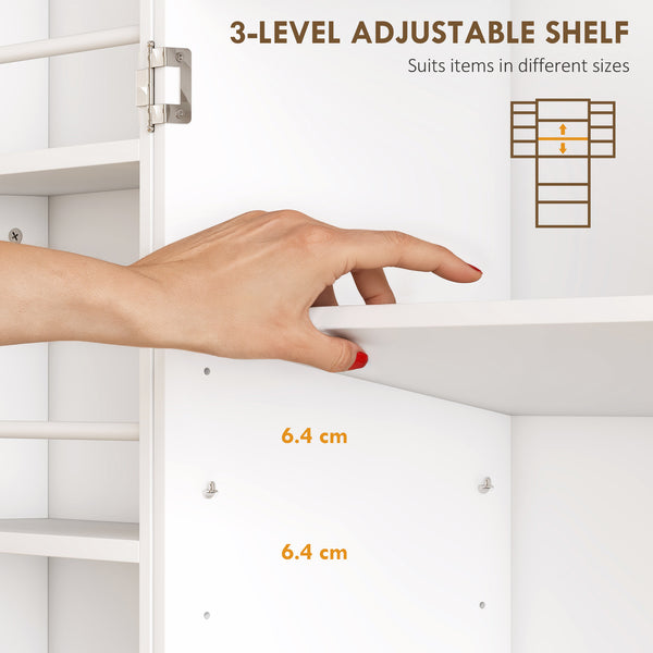 72-inch kitchen cabinet, country style, with 4 doors, one drawer, 8 shelves and one adjustable shelf, white.