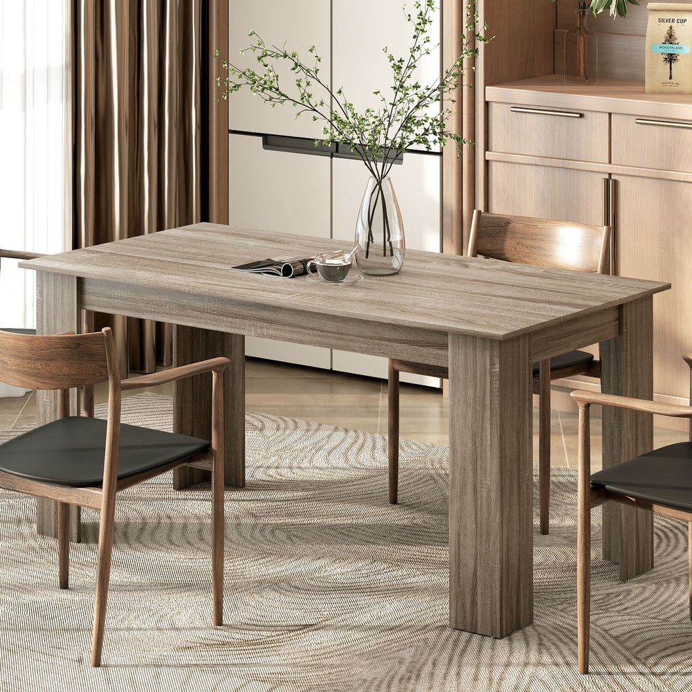 Table de cuisine pour 4 à 6 personnes effet bois, grise