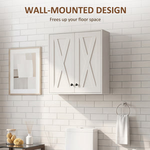 Armoire murale de salle de bain avec 2 portes et tablettes ajustables, blanc
