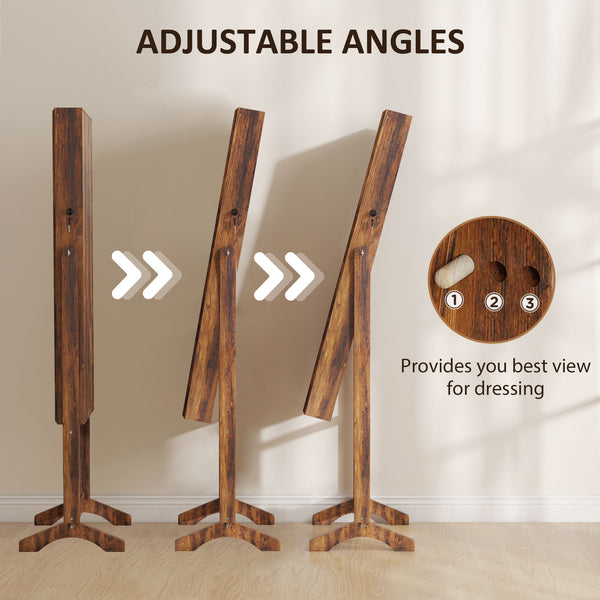 Armoire à bijoux verrouillable avec éclairage LED et rangement, marron rustique
