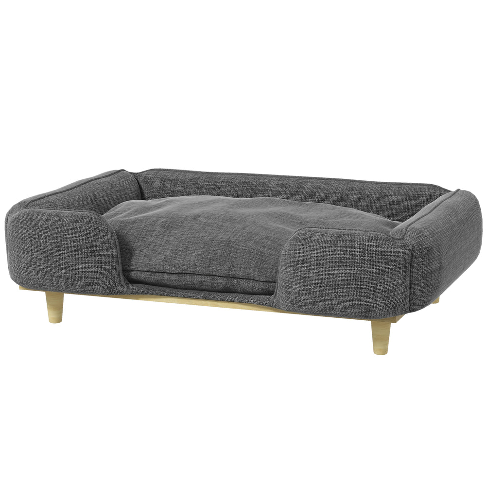 Canapé surélevé lavable pour grands chiens avec coussinets antidérapants, gris foncé