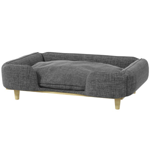 Canapé surélevé lavable pour grands chiens avec coussinets antidérapants, gris foncé