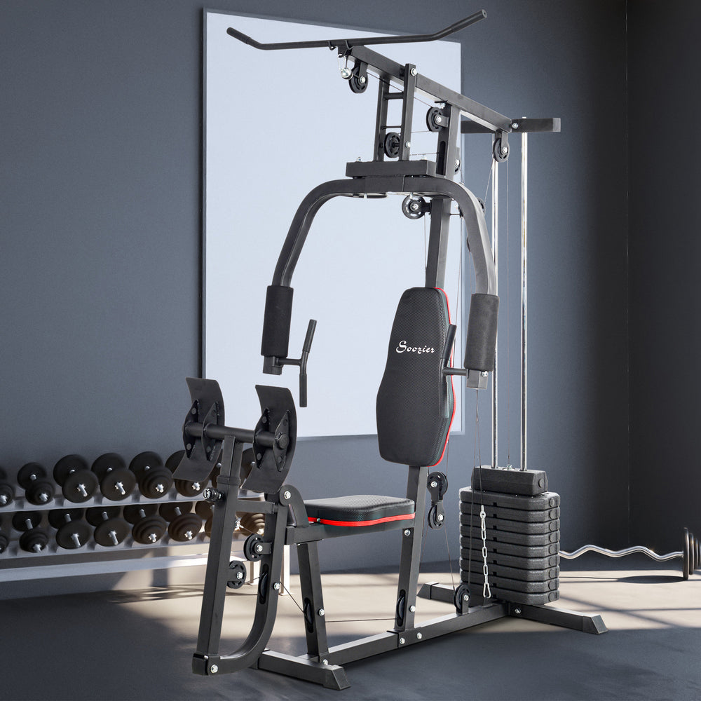 Appareil de musculation multifonction pour le tirage vertical et l'entraînement des jambes