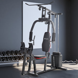 Appareil de musculation multifonction pour le tirage vertical et l'entraînement des jambes
