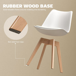 Ensemble de 6 chaises de salle à manger en bois d'hévéa avec coussin en cuir PU pour salon, chambre