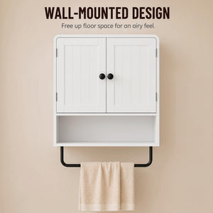 Armoire murale de salle de bain à 2 portes, blanche