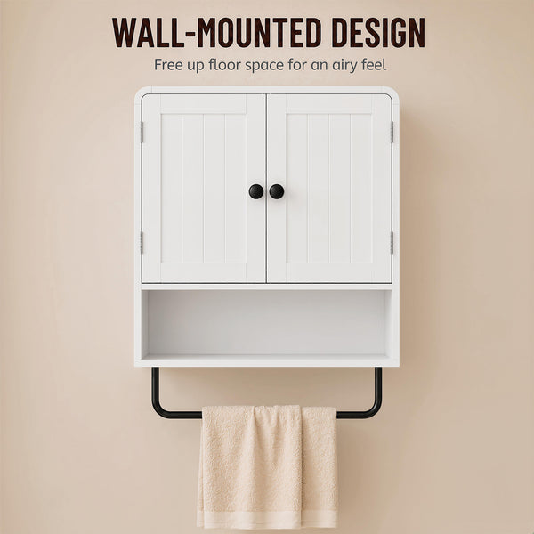 Armoire murale de salle de bain à 2 portes, blanche