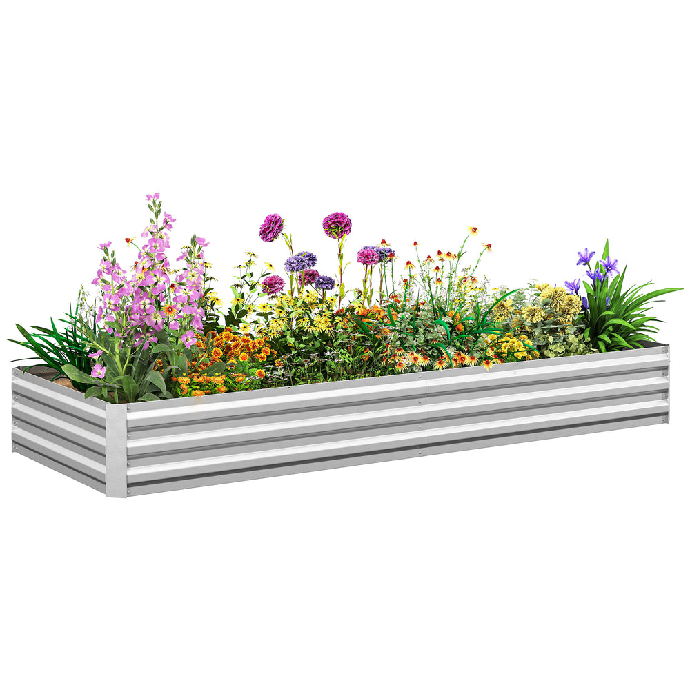 Galvanized raised planter, silver