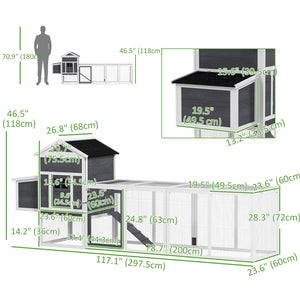 Extra large chicken coop with asphalt roof, grey