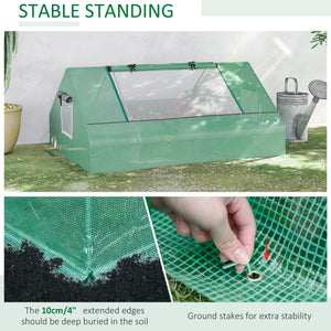 Portable mini greenhouse with 2 large windows and ground stakes