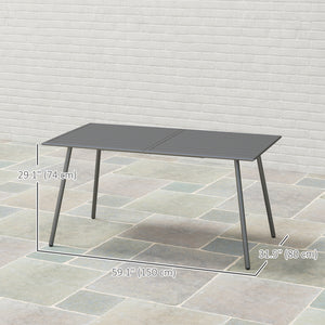 Table de salle à manger rectangulaire pour 6 personnes avec cadre en acier, gris