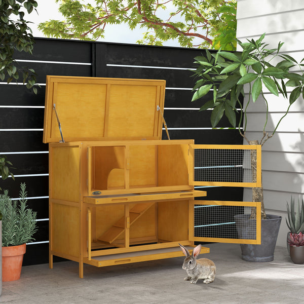 Clapier en bois avec 2 grandes niches principales