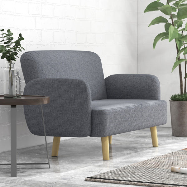 Canapé 2 places en tissu velours avec rembourrage, gris