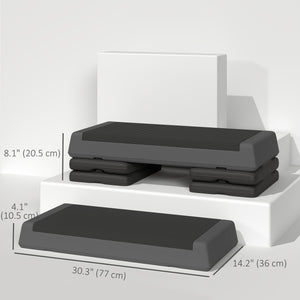 Plateforme d'exercice réglable, 3 niveaux avec rehausseurs (10, 15 et 20 cm), gris