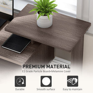 Bureau d'ordinateur avec plateau coulissant pour clavier, tiroir de rangement, gris